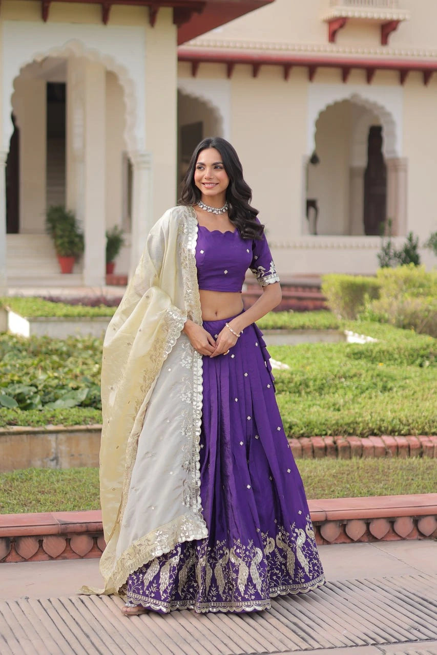Meera Zari Embroidery Sequins Lehenga